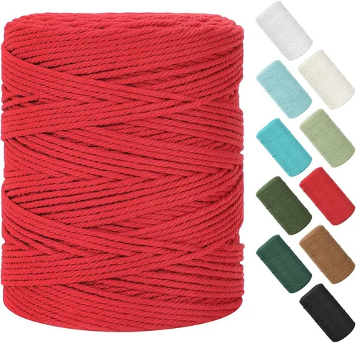 Miniatura 101 de Cordón de macramé de 0.079 in x 380 yardas (1140 pies), cuerda de algodón natural para colgar en la pared, ganchos de plantas, manualidades, Beige