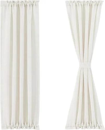 Miniatura 13 de FMFUNCTEX Cortinas transparentes de lino para puerta lateral de 40 pulgadas de largo para puertas de vidrio delanteras, puertas de patio, puertas