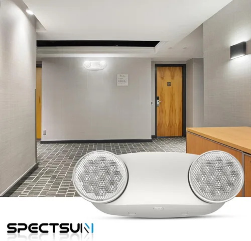 Miniatura 9 de 1 paquete de luces LED de emergencia para negocios, luces LED de salida de emergencia con batería de respaldo, 2 cabezales de ojo de insectos