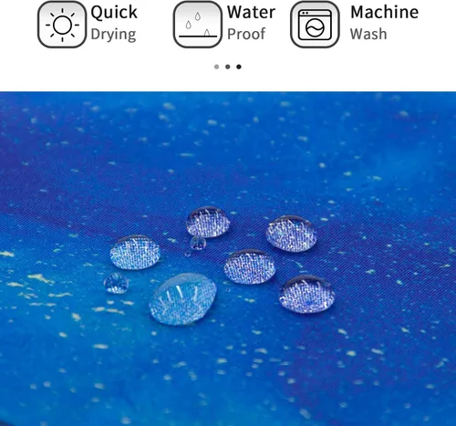 Miniatura 4 de Gibelle Cortina de ducha de mármol azul, cortina de ducha abstracta de tela azul real para baño, juego de cortina de ducha moderna de acuarela