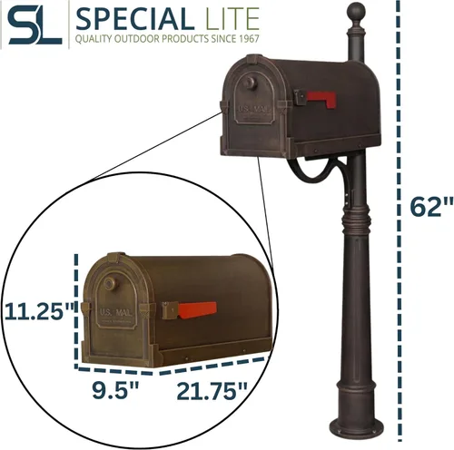 Miniatura 8 de Savannah - Buzón con poste Ashland - Buzón de cobre con poste de aluminio - SCS-1014_SPK-600-CP