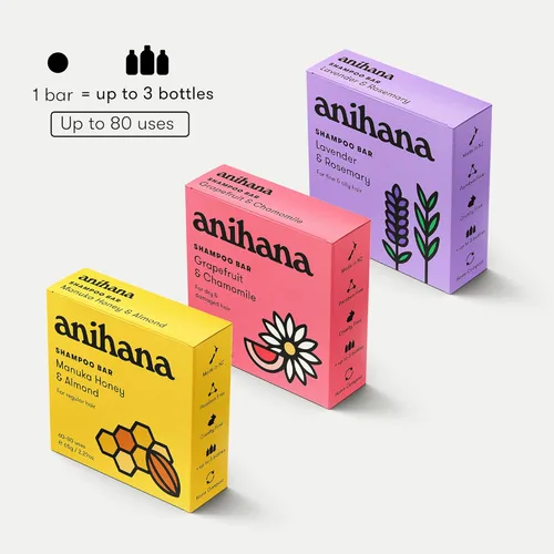 Miniatura 5 de ANIHANA Barra de Champú para Cabello Normal Regular Limpio Purificante Aspecto Natural Saludable y Brillo Sin Parabenos Miel de Manuka y Almendra