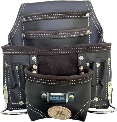 Miniatura 7 de Zeluga 20-117 Bolsa de herramientas de 10 bolsillos, de piel resistente para rigger, negra