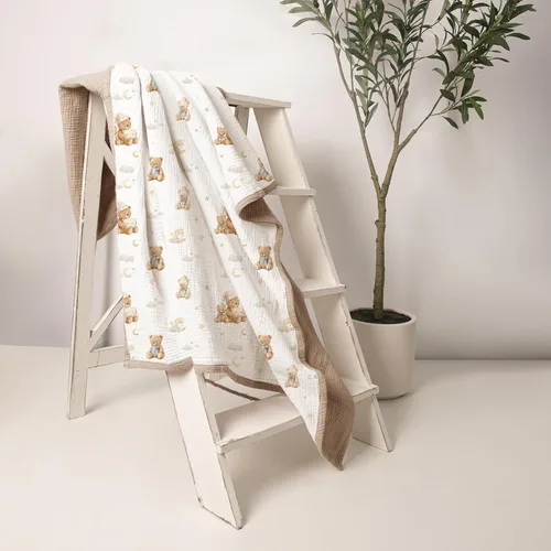 Miniatura 8 de lulumoon Manta de muselina neutra para bebé, ropa de cama de algodón transpirable para cuna para niños pequeños, 4 capas suaves y ligeras