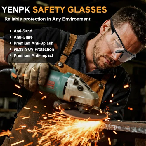 Miniatura 6 de Gafas de seguridad con protección UV para hombres, antiarañazos, conformes a ANSI z87+, gafas protectoras de goma antideslizante con patillas