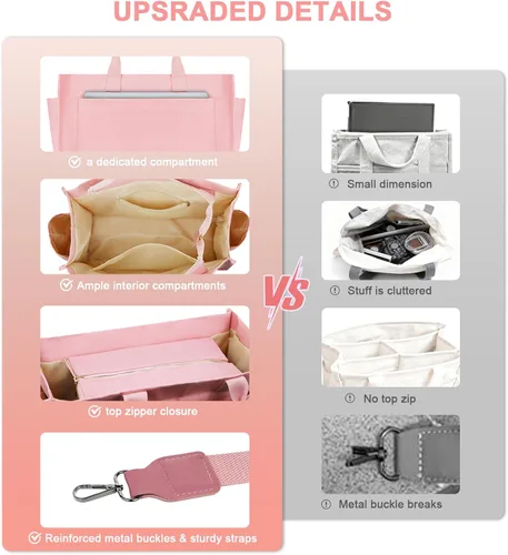 Miniatura 6 de Bolso de lona para mujer con bolsillos, bolso cruzado para portátil de trabajo, bolso de hombro para todo lo demás, bolso de lona para todos