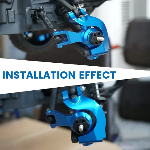 Miniatura 5 de Bloque de dirección frontal de aluminio RC y bloque de ruedas y cubo trasero con rodamientos de bolas, piezas de actualización para 1/10 Arrma Azul