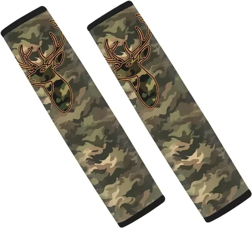 Miniatura 16 de LedBack Fundas para cinturón de seguridad de coche con diseño de bandera americana y camuflaje, paquete de 2, almohadilla universal para cinturón
