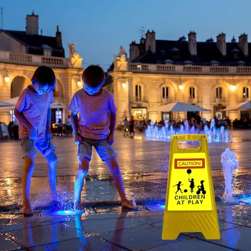 Miniatura 6 de 2 Piezas Letrero Reflectante de Niños Jugando para Calle Reduzca la Velocidad Niños en Juego Letrero de Doble Cara de 24 Pulgadas Mango Portátil