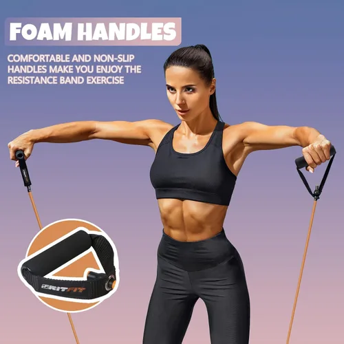 Miniatura 4 de RitFit Single Resistance Exercise Band with Comfortable Handles - Ideal for Physical Therapy, Strength Training, Muscle Toning - Foam Padding Door