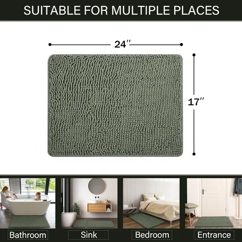 Miniatura 2 de LOCHAS Alfombra de Baño de Lujo Lanuda Tapete de Baño 24 x 17 Pulgadas, Alfombras de Baño Lavables Antideslizantes para Baño y Ducha, Alfombras