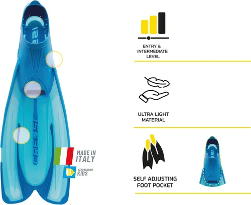 Miniatura 3 de Cressi - Aletas de esnórquel para adultos con bolsillo para pie ajustable y cómodo Perfecto para viajar Agua: Fabricado en Italia Azul