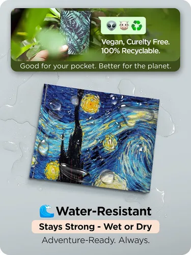 Miniatura 28 de SUPERVEK Cartera de papel: cartera delgada vegana, delgada, resistente al desgarro y al agua para hombre, The Great Wave, Regular
