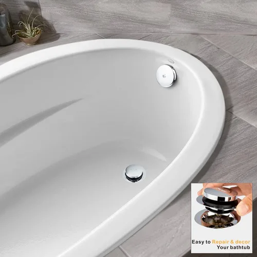 Miniatura 3 de Kit de conversión de drenaje de bañera universal Artiwell en cromo - Reemplazo de drenaje de bañera de fácil instalación con placa frontal