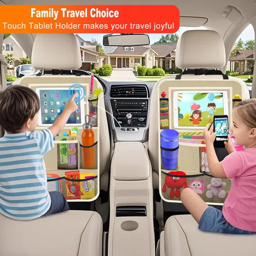 Miniatura 5 de Organizador de asiento trasero de automóvil, paquete de 2 organizadores de asiento trasero de automóvil con soporte para tableta de 11 pulgadas, 10