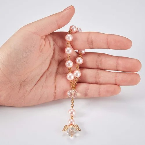 Miniatura 3 de 30 Piezas de Rosario de Bautismo Cuentas de Rosario de Acrílico Mini Rosarios con Ángel para la Primera Comunión Favores de Fiesta de Bautismo