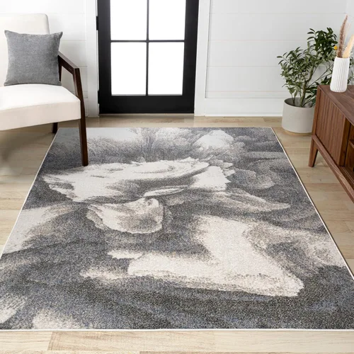Miniatura 12 de JONATHAN Y Petalo - Alfombra abstracta de dos tonos 2 x 8 pulgadas, azul/crema, contemporánea, moderna, fácil de limpiar, para sala de estar