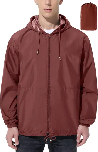 Miniatura 12 de Chaqueta de lluvia impermeable para hombre, rompevientos para correr, resistente al agua, ligera, plegable, con capucha, viajes, senderismo, ciclismo