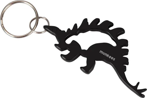 Munkees - Llavero con diseño de dinosaurio para abrebotellas, pequeño bolsillo y abrebotellas de vino, mini llaveros de paleontología, llavero