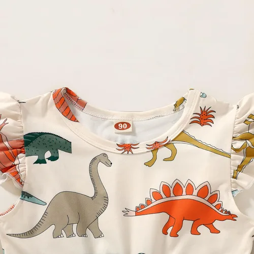 Miniatura 4 de HAPPYMA Vestido de verano para niña pequeña, vestido de dinosaurio con mangas con vuelo, trajes para bebé, vestido de verano, faldas