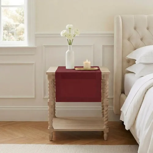 Classic Linen™ by D'Moksha Camino de mesa rojo granate de 36 pulgadas, 100% lino puro, camino de mesa auxiliar, 14 x 36 pulgadas para mesas de 11 -
