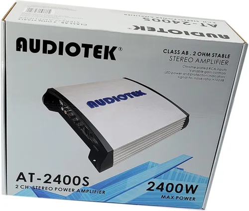 Miniatura 7 de AUDIOTEK AT2400S Amplificador estéreo de coche de 2 canales, 2400 vatios, 2 ohmios estables, indicador LED, rango completo, perilla de graves
