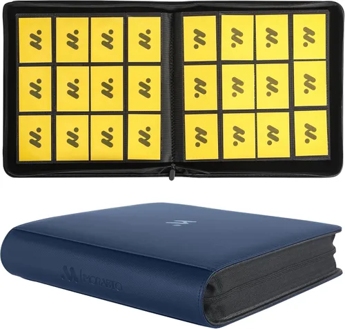 Miniatura 12 de Carpeta de tarjetas con 12 bolsillos, carpeta de tarjetas intercambiables con capacidad para hasta 1200 tarjetas con 50 fundas, álbum con cremallera