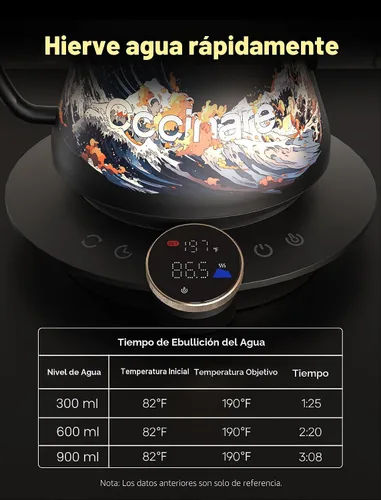 Miniatura 6 de Cocinare Hervidor eléctrico de cuello de cisne, control preciso de temperatura de ±0.5 °F, calentamiento rápido de 1500 W, café y té, acero