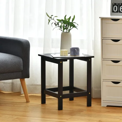 Miniatura 4 de Giantex Mesa auxiliar para exteriores, mesa auxiliar cuadrada de madera de 15 pulgadas con diseño de rejillas, construcción resistente, fácil