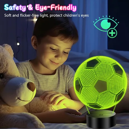 Miniatura 7 de Regalos de fútbol para niños de 8 a 12 años, lámpara de fútbol con ilusión 3D, regalos para niños, adolescentes, niños y niñas, 5, 6, 7, 8, 9, 10