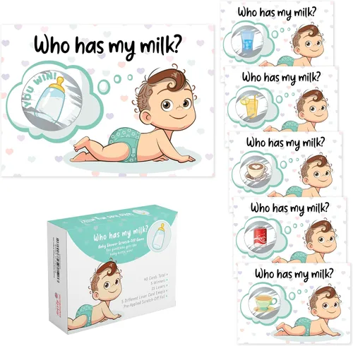 Miniatura 10 de Juegos de baby shower de Party Hearty para niño, 40 boletos de lotería con emojis para rascar, ideas de juegos para bebés, juego de rascar, azul