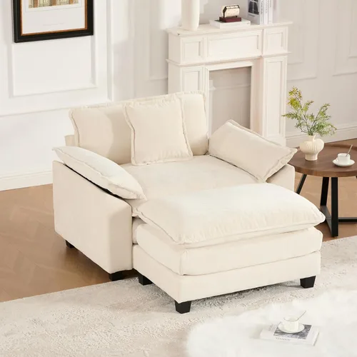 Miniatura 93 de Sofá modular negro de 111.5 pulgadas, sofás seccionales grandes de 3 plazas para sala de estar, sofá nube de tela de felpilla de gran