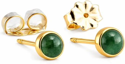 Miniatura 13 de Juego de aretes pequeños de oro con bisel, bola para cartílago, tragus, hélice, múltiples joyas hipoalergénicas de piedra natal para mujer