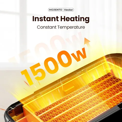 Miniatura 6 de MORENTO Calentador de espacio, oscilación de 70°, pantalla LED, temporizador de 12 horas, termostato, protección contra sobrecalentamiento