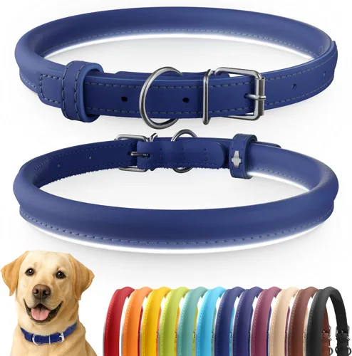 Miniatura 49 de CollarDirect Collar de perro con tachuelas, collares de cuero para mascotas para perros pequeños, medianos y grandes, acolchado suave, marrón, negro