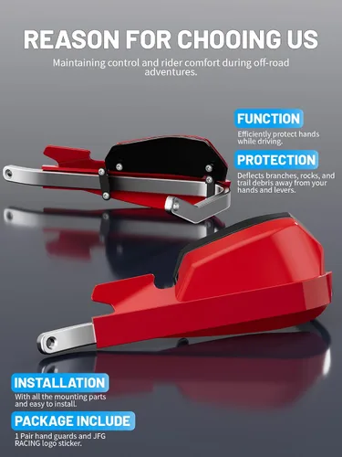 Miniatura 5 de JFG RACING Paramanos Universales para Motocicleta y Bicicleta de Tierra, Paramanos de Manillar de 7/8 Pulgadas 22mm y 1 1/8 Pulgadas 28mm para Rojo