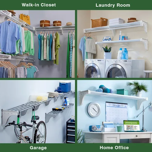 Miniatura 4 de EZ Shelf - Estante extensible para armario con barra para colgar, 64.3 a 119 pulgadas, blanco, fácil de instalar en 1 pared lateral y pared trasera