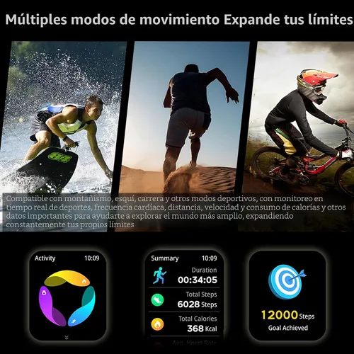 Miniatura 7 de Reloj inteligente militar con auriculares para hombres y mujeres, pantalla táctica de 2 pulgadas, modos deportivos, rastreador de fitness