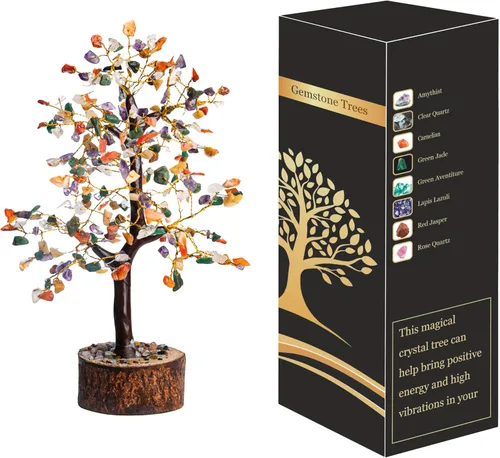 Miniatura 13 de Árbol de la vida de cristal de siete chakras para energía positiva, árbol de feng shui, árbol bonsái, piedras curativas, árbol de dinero, decoración