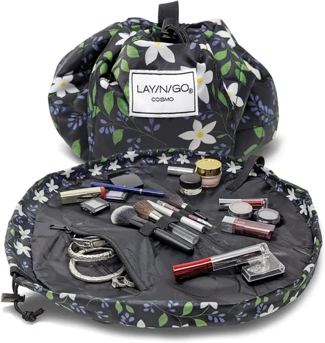 Miniatura 42 de Lay-n-Go Cosmo Layflat - Organizador de cosméticos y maquillaje con cordón y bolsillo con cremallera, bucles para cepillos y más, se ajusta