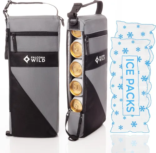 Falcona Wild Bolsa enfriadora de golf más 2 paquetes de hielo – Mantiene las bebidas frías durante horas – Capacidad para 6 latas – Cabe