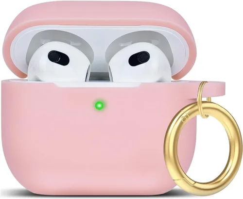 Miniatura 40 de Funda de silicona con flores compatible con AirPods Pro 2019, Gawnock - Funda suave y flexible para imprimir para mujeres y niñas con llavero - Flor