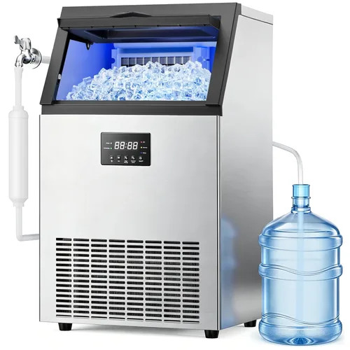 Miniatura 10 de Mojgar Máquina comercial para hacer hielo, 100 libras/24 horas con almacenamiento de hielo de 33 libras, máquina de hielo debajo de la encimera