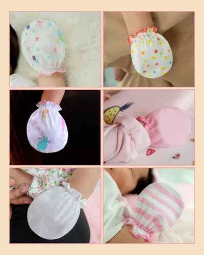 Miniatura 5 de RATIVE Manoplas de bebé de algodón orgánico antiarañazos para recién nacidos de 0 a 6 meses Esenciales para bebés imprescindibles para niños y niñas