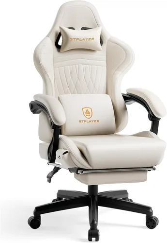 Miniatura 9 de GTPLAYER Silla de juegos para adultos, sillas ergonómicas de videojuegos con altavoces, reposapiés y reposabrazos de conexión, silla reclinable