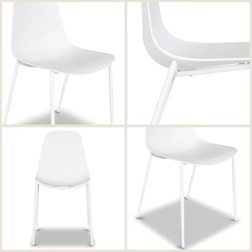 Miniatura 7 de POLY & BARK Isla Modern - Juego de 4 sillas de comedor de plástico modernas de mediados de siglo con patas de metal, sillas de cocina y comedor