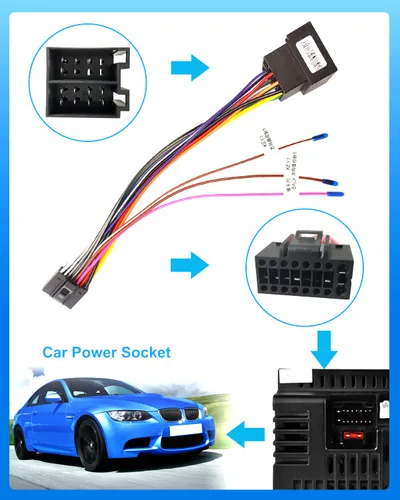 Miniatura 5 de Hikity Arnés de cableado de 16 pines Adaptador ISO para radio de coche Android Universal ISO Estándar Conector de radio hembra con cables de control
