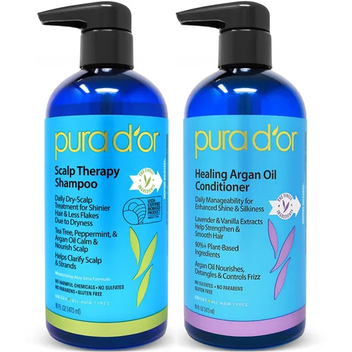 Miniatura 2 de PURA D'OR Champú y acondicionador curativo para terapia del cuero cabelludo para cabello seco y nutre con terapia de árbol de té y cuero cabelludo