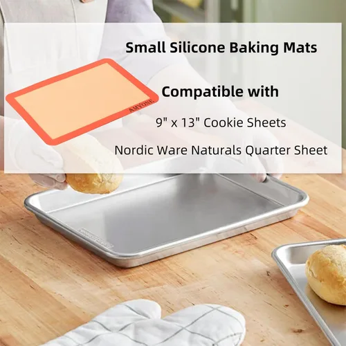 Miniatura 3 de AMYONE Alfombrilla para hornear de silicona de un cuarto, 2 piezas de alfombrillas para hornear de silicona antiadherente, hoja para galletas