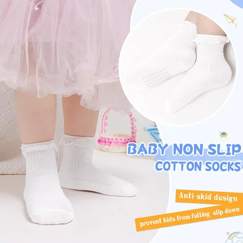 Miniatura 3 de SeeyAN Calcetines antideslizantes para bebés, niños y niñas, de algodón, antideslizantes, 5 pares